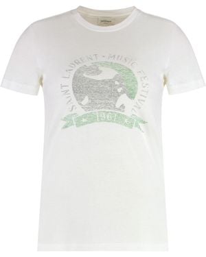 Saint Laurent Cotton Crew-Neck T-Shirt - White