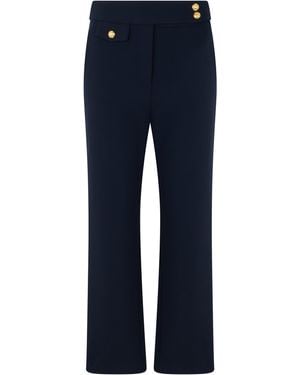 Veronica Beard Slim Pants With Decorative Buttons Polyester Straight - Blue