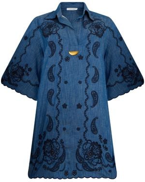 Zimmermann Mini Denim Dress Cotton - Blue