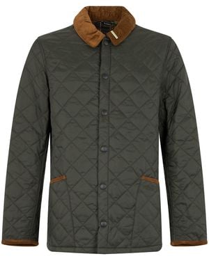 Barbour Quilted Jacket With Ribbed Collar - Green