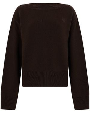 Gucci Maglione in lana e cashmere con logo ricamato - Nero