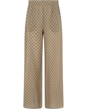 Gucci Pantaloni ampi in seta crêpe - Neutro