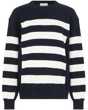 Roberto Collina Round Neck Striped Jumper - Blue