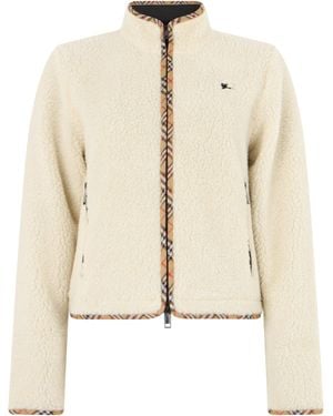 Burberry Giacca cropped in pile di misto lana e cashmere - Neutro