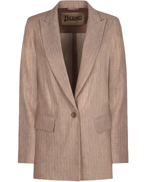 Herno Single-Breasted One Button Jacket - Brown