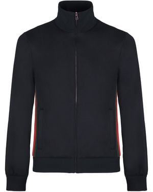 Gucci Technical Jersey Jacket With Zip And Web Tape - Blue