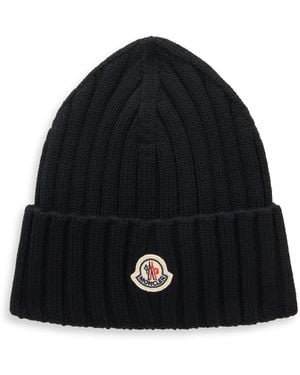 Moncler Knitted Beanie With Turn-Up - Black