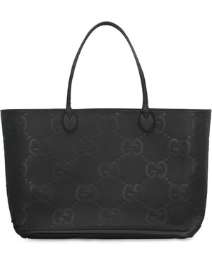Gucci Borsa shopping jumbo GG in pelle - Nero
