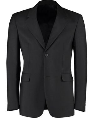 Prada Giacca in lana e mohair con spalline imbottite - Nero