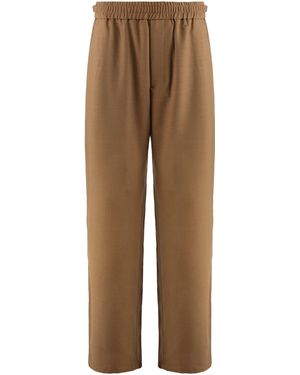 Ami Paris Elasticated Wool Twill Pants - Brown