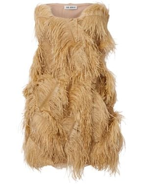 The Attico Mini Dress With Feathers - Natural
