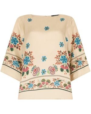 Weekend by Maxmara Silk Blouse With Floral Print - Natural