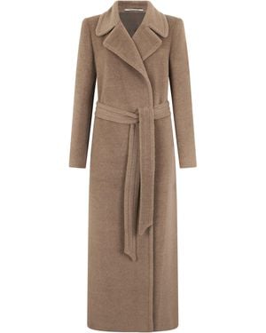 0205 Tagliatore Cappotto lungo con cintura in Alpaca e lana - Neutro