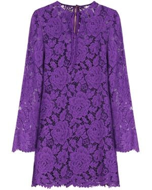 Dolce & Gabbana Lace Mini Dress - Purple