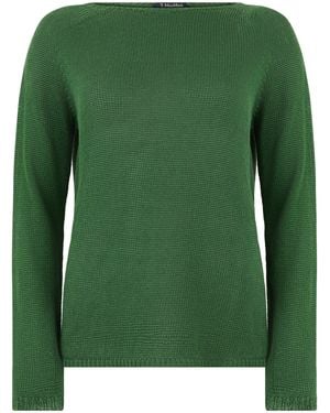 Max Mara Linen Jumper With Boat Neck - Green
