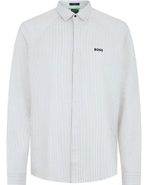 BOSS Cotton Elastic Striped Shirt - White