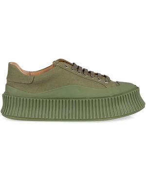 Jil Sander Canvas Platform Trainers - Green