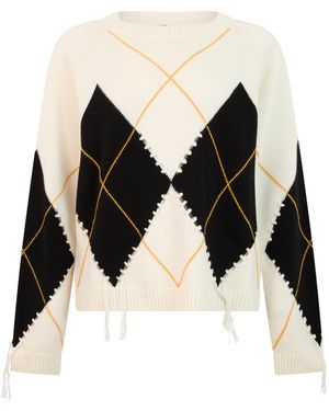 Pinko Diamond Pattern Sweater With Cropped Fit - Black