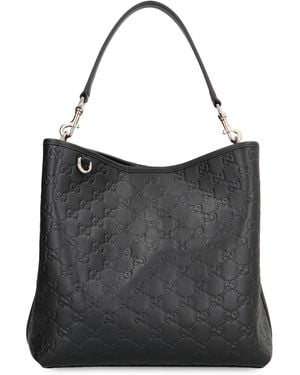 Gucci Bucket Bag Gg Emblem Leather Calf - Black