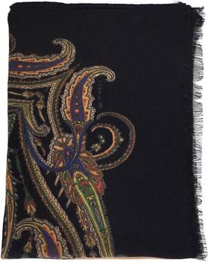 Etro Sciarpa in lana e cashmere con motivo Paisley - Nero