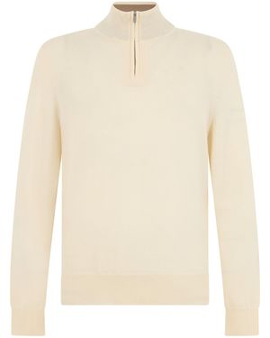 BOSS Jumper With Zip - White