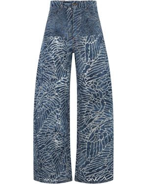 GIUSEPPE DI MORABITO Loose Cotton Blend Trousers - Blue