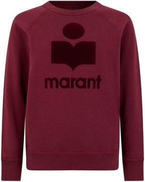 Isabel Marant Graphic Hoodie, Burgundy Cotton Sweatshirts - Red