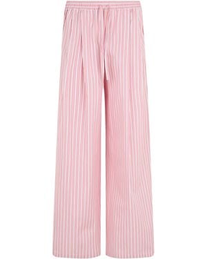 Dolce & Gabbana Wide Cotton Pants With Stripes - Pink