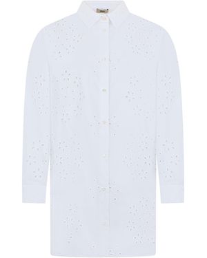 Herno Cotton Shirt With Sangallo Lace - White