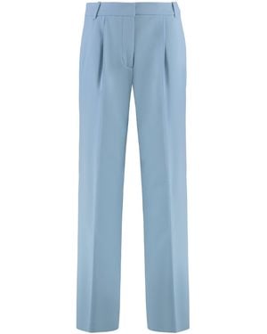 Calvin Klein Wool Blend Wide-Leg Pants - Blue