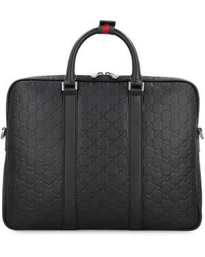 Gucci Document Bag Gg Emblem Large - Black