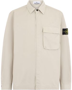 Stone Island Cotton Shirt With Long Sleeves - Natural