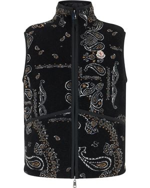 Moncler Printed Vest With Logo - Black