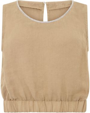 120% Lino Linen Crop Top - Natural