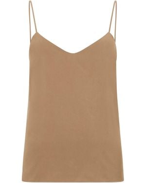 Max Mara Silk Top With Thin Straps - Natural