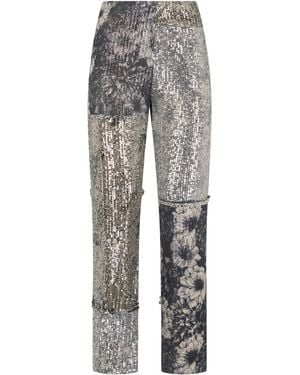 Maison Margiela Patchwork Trousers With Sequins - Grey