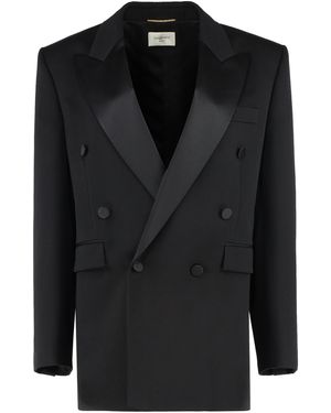 Saint Laurent Double-Breasted Wool Jacket - Black