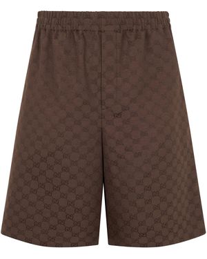 Gucci Bermuda in tessuto misto lino - Marrone