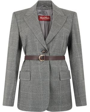 Max Mara Blazer monopetto con cintura in vita - Grigio
