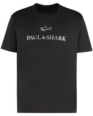Paul & Shark Logo Cotton Jersey T-Shirt T-Shirts - Black