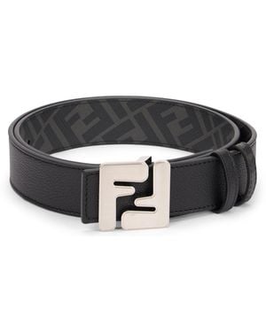 Fendi Reversible Belt With Metallic Logo - Black