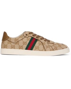 Gucci Low Canvas Trainers Gg - Brown