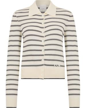 A.P.C. Cotton Striped Cardigan - White