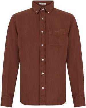 GANT Long Sleeve Linen Shirt - Brown