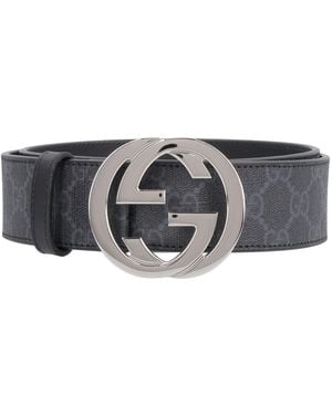 Gucci Cintura in tessuto GG supreme - Grigio