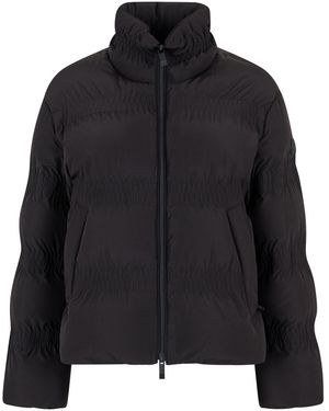 Moncler Short Ruffled Down Jacket Ravignan Polyester Puffer - Black