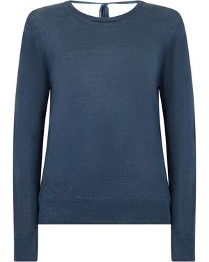 120% Lino Maglione in lino - Blu