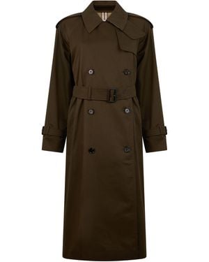 Burberry Long Trench Coat With Belt - Brown