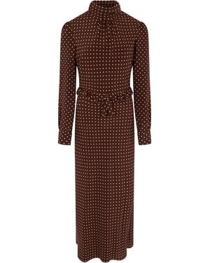 Alessandra Rich Silk Dress With Dots - Brown