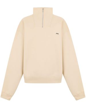 Jacquemus Felpa in cotone con collo a zip - Neutro